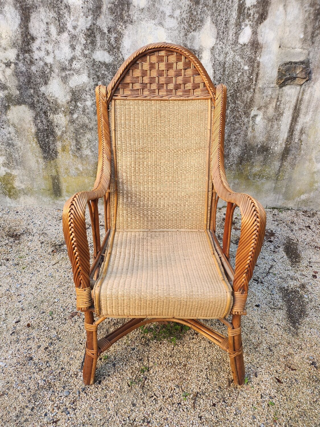 Fauteil rotin vintage