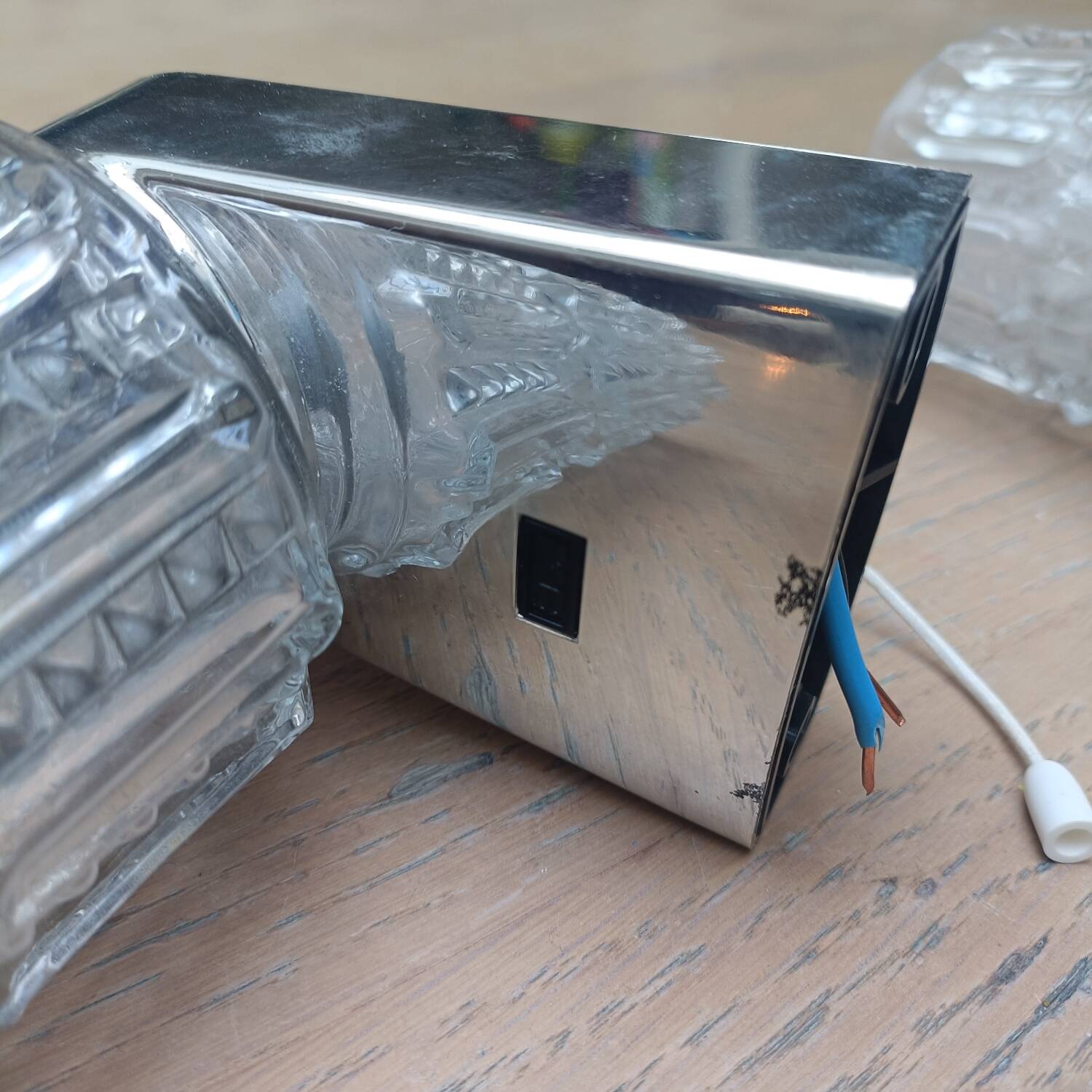 Pair of chrome Space Age wall lights