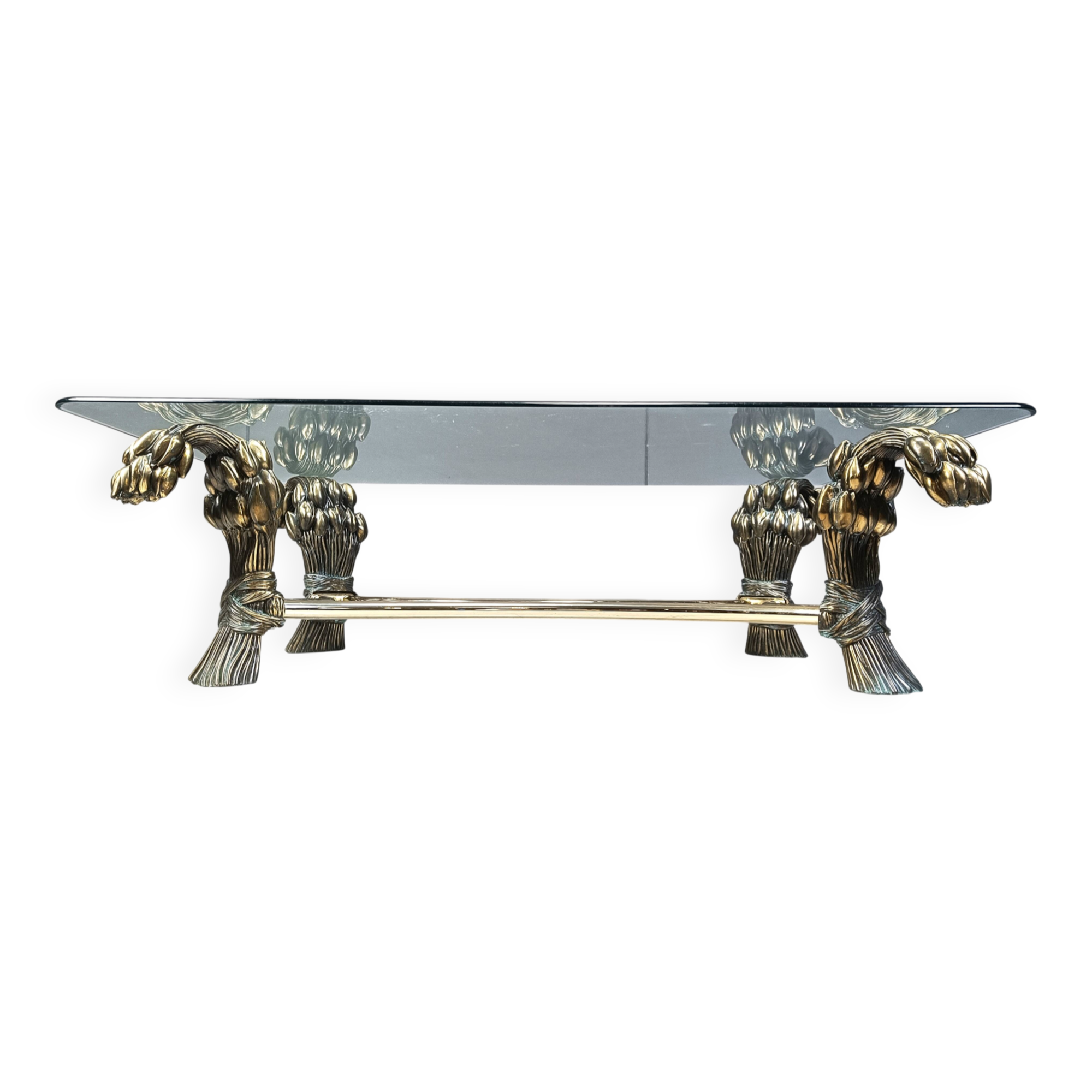 Vintage brass flower coffee table, 1970s