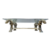 Vintage brass flower coffee table, 1970s
