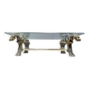 Vintage brass flower coffee table, 1970s