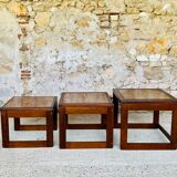 Pull-out tables in teak and ceramic, scandinavian, 60s