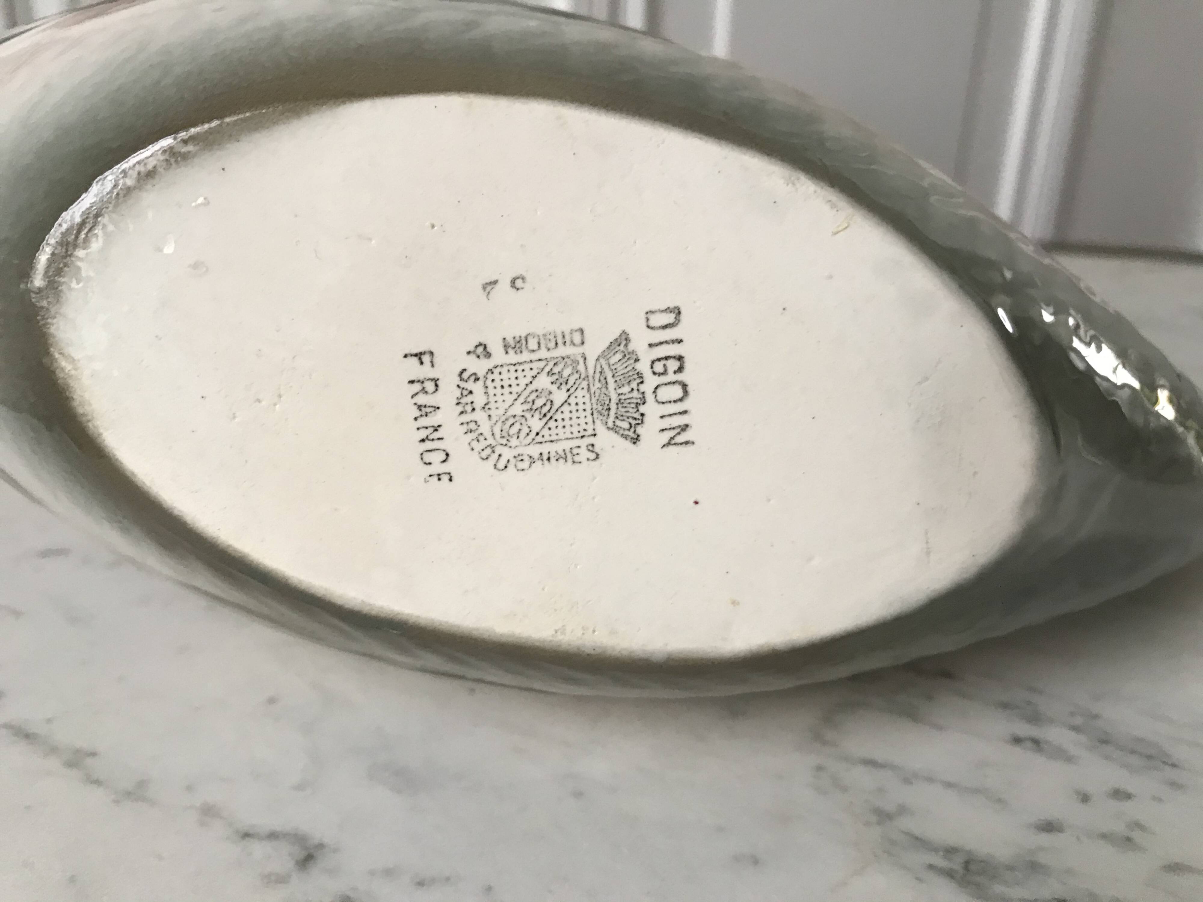 Fish gravy boat in slip digoin sarreguemines 50s