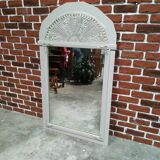 White and gold patinated sculpted mirror