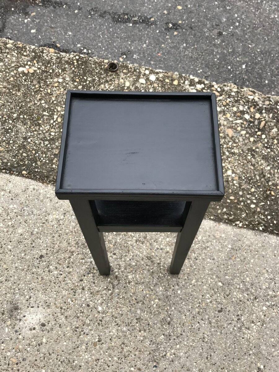 Small black Art Deco side table in wood, 1930s — compact and slender