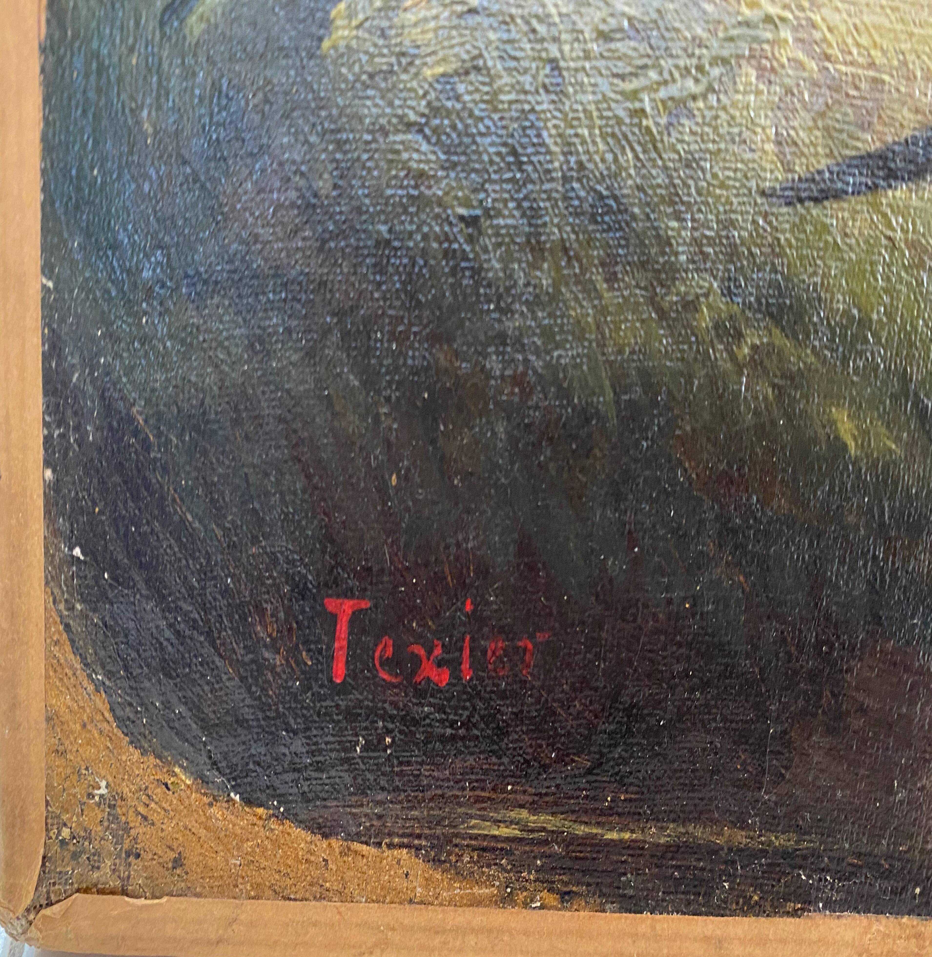 Counterpart of Paintings by Jean Ernest TEXIER (1829-1900) Fisher landscape