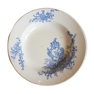 Assiette creuse en faïence à décor de fleurs