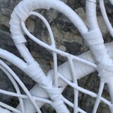 Emmanuelle Peacock white rattan armchair 1970