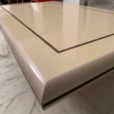 Table basse vintage 70s avec mini-bar intégré (plexy, laiton)