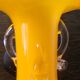 Vase orange Murano fait main avec détails floraux en verre transparent