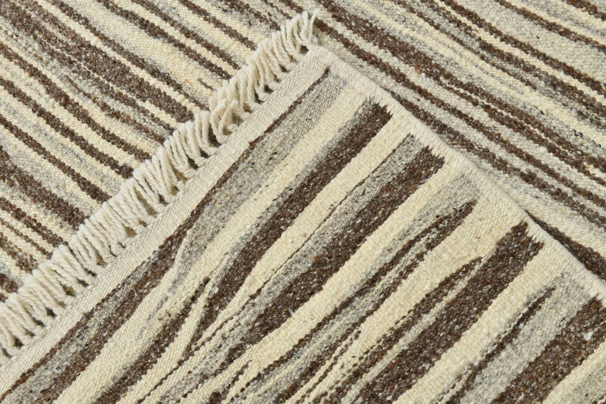 Beige Brown Ethnic Vintage Kilim Rug, 242x311Cm