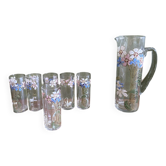 Set of carafe and 6 Legras glasses