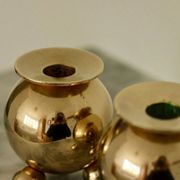 Pair of mid-century Swedish brass candle holders