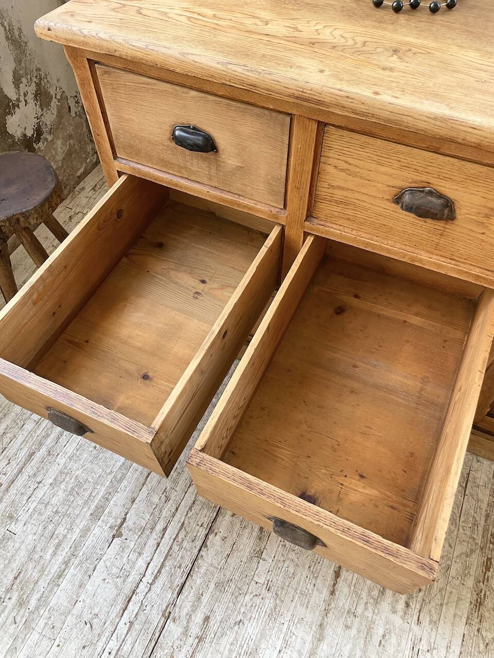 XXL solid oak counter sideboard