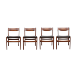 Set of 4 dining chairs 1960s teak/leather, Erik Buch