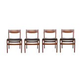 Set of 4 dining chairs 1960s teak/leather, Erik Buch