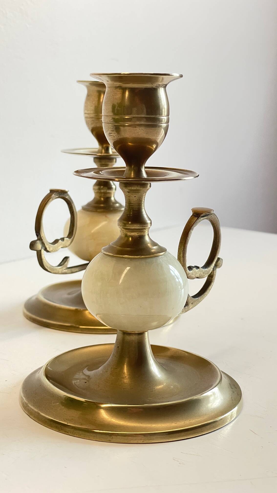 BOUGEOIRS Vintage Onyx Marble and Brass