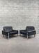 Paire de fauteuils cuir noir