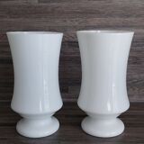 Set of 2 white opaline vases