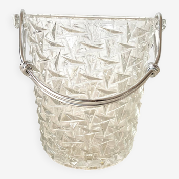 Vintage ice cube bucket with silver handle