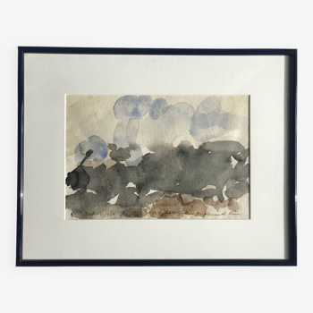 Paul BUTTI, La garrigue au-dessous de Nîmes 1986. Aquarelle sur papier