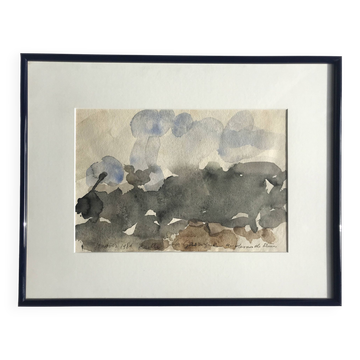 Paul BUTTI, La garrigue au-dessous de Nîmes 1986. Aquarelle sur papier