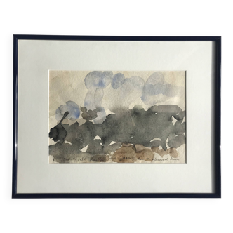 Paul BUTTI, The scrubland below Nîmes 1986. Watercolor on paper