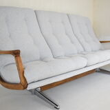 Scandinavian original Sofa, 1960s, vintage, fully restored, light grey fabric