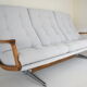 Canapé scandinave original, années 1960, vintage, entièrement restauré, tissu gris clair
