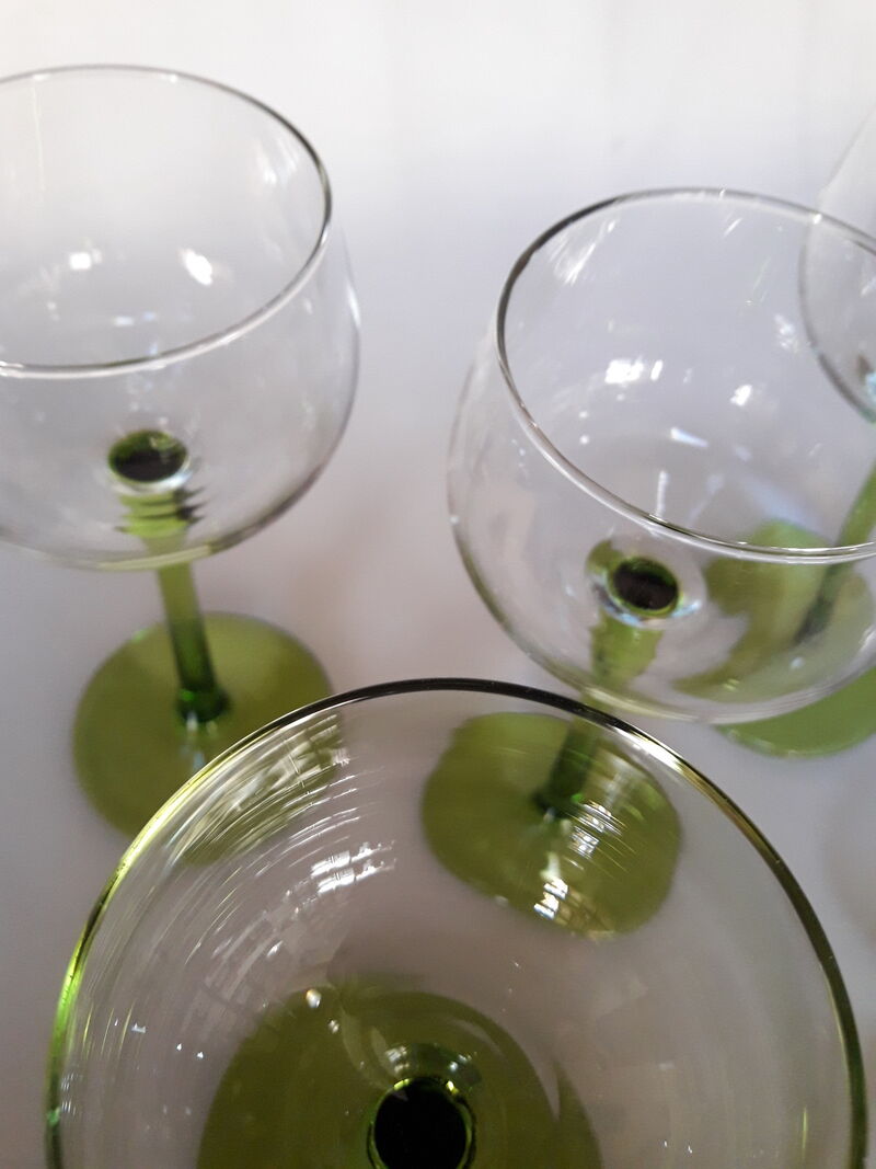5 glasses with feet vintage white wine