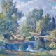 Table ec. French HSP “Edge of pond with trees” signed (to be deciphered)