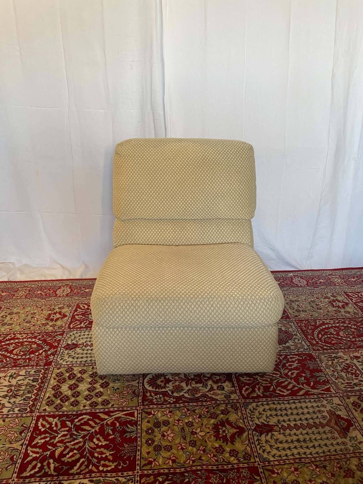 Vintage Swann armchair in textured beige fabric – 1970s