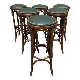 6 Thonet bentwood bar stools 60s bentwood Stool Thonet wood & leather French bar stool
