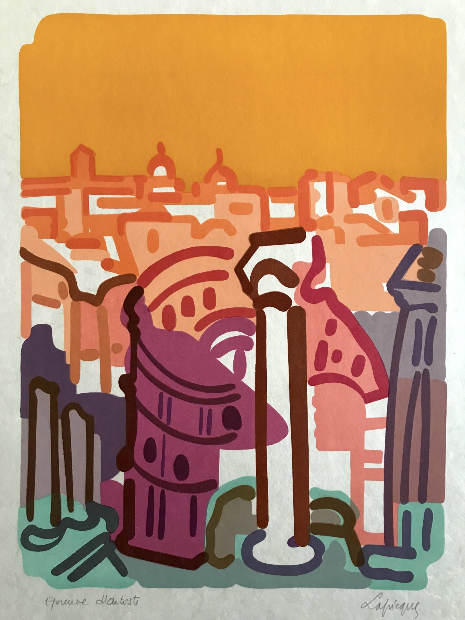 Charles lapicque, le colisée, 1957. lithographie signée au crayon