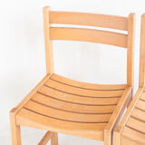 Suite of six solid beech chairs designed by André Sornay - France, 1960