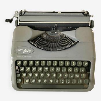 Hermes Baby grey typewriter Made in Switzerland