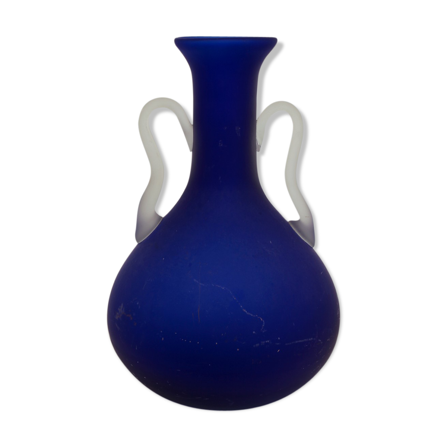 Large vase - sanded blue glass