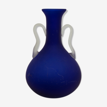 Large vase - sanded blue glass