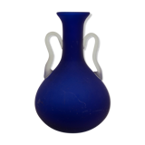 Large vase - sanded blue glass