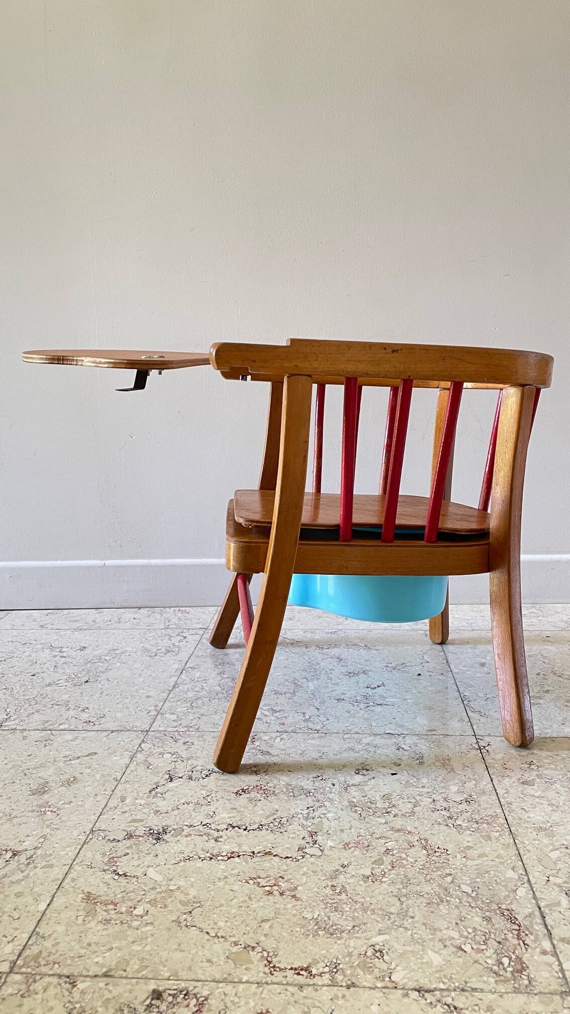 Vintage wooden Baumann baby armchair