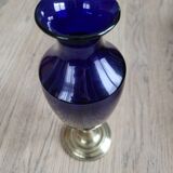 Blue vase, brass base early 20th century