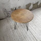 Wicker and metal coffee table from the 1950s