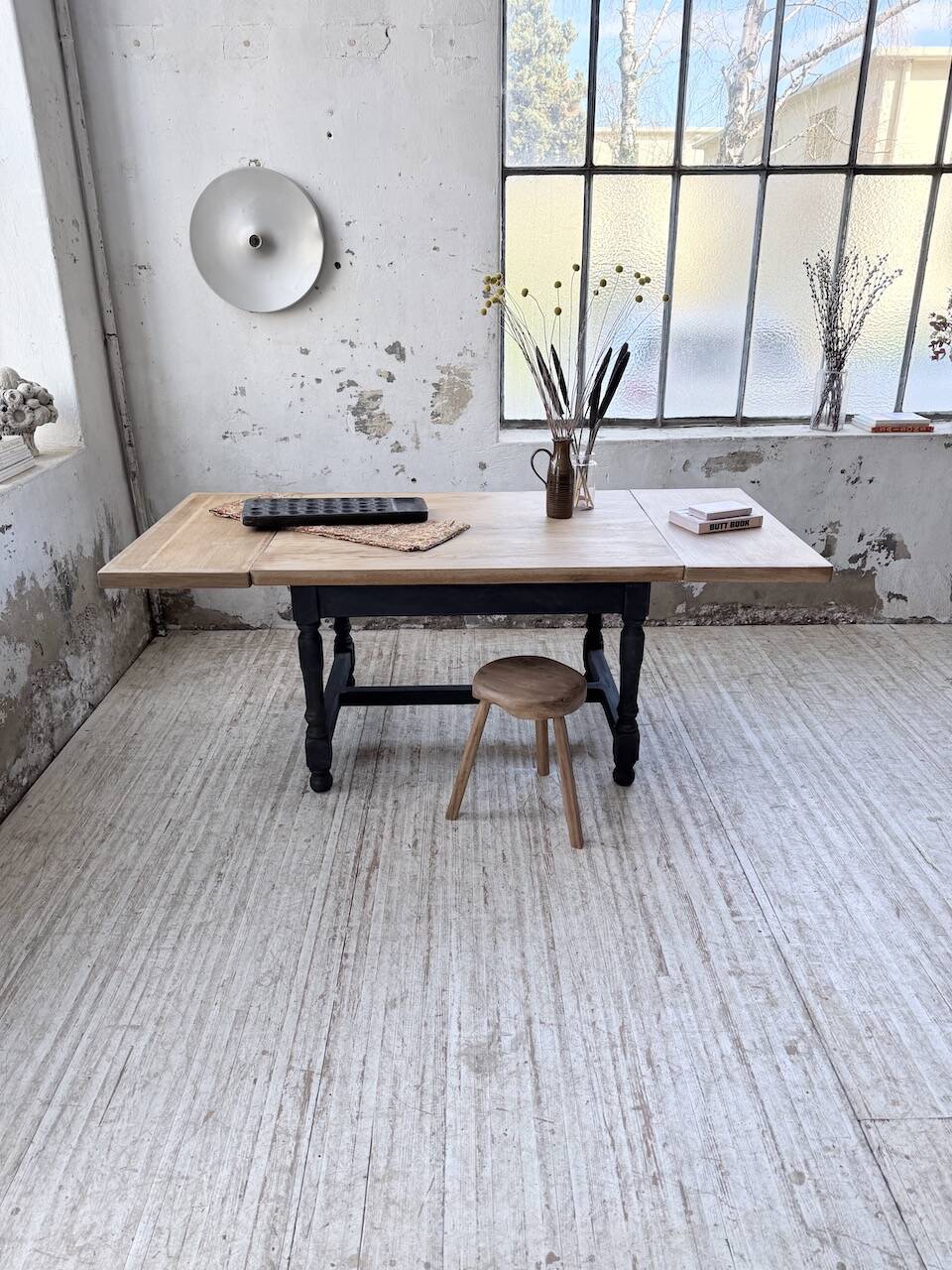 Table de ferme en chêne avec rallonges