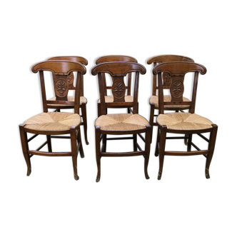 Set de 6 chaises paillées Louis Philippe