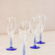 4 flutes à champagne - pied bleu