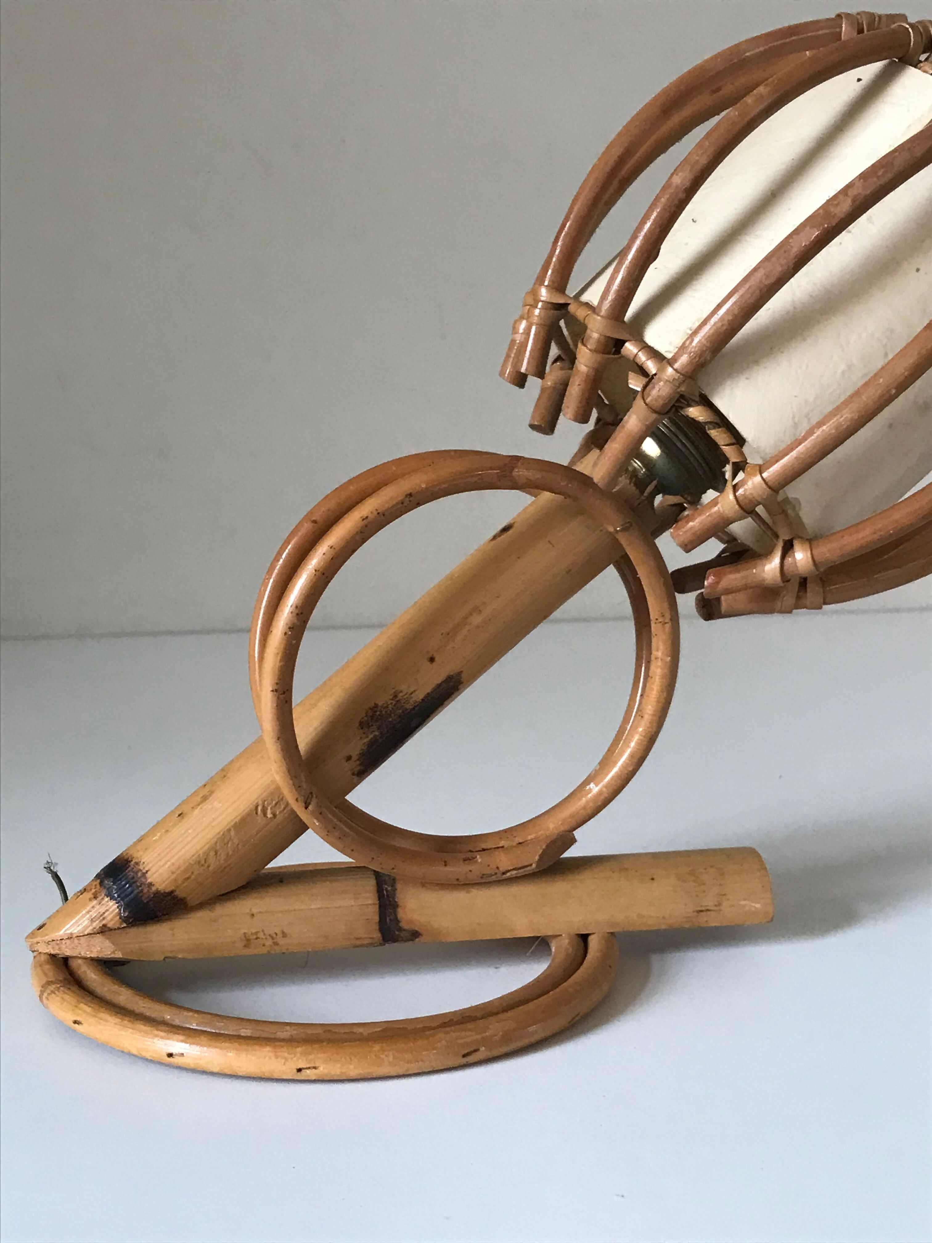 Rattan wall lamp vintage design 60 s