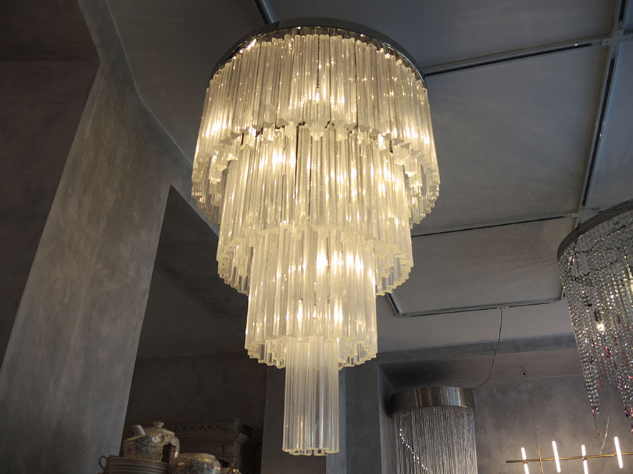 Lamp art deco style metal & crystal