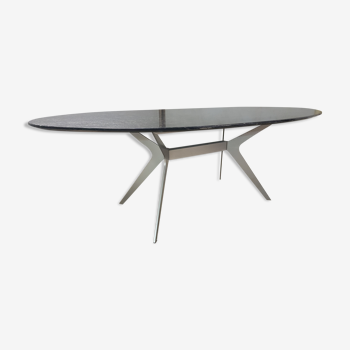 Table ovale marbre noir design