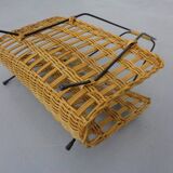 Magazine rack in filigree rattan and steel, 1960s