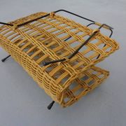Magazine rack in filigree rattan and steel, 1960s